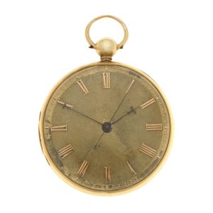 English lever pocket watch in a gold open face case Circa 1840