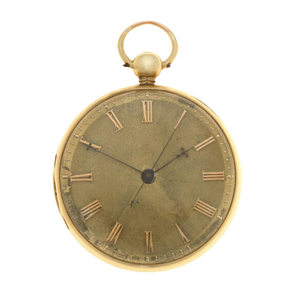English lever pocket watch in a gold open face case Circa 1840