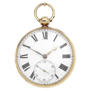 English 18k gold open faced lever pocket watch Circa 1823