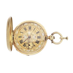 A Swiss 18 carat gold full hunter lever pocket watch Circa 1840
