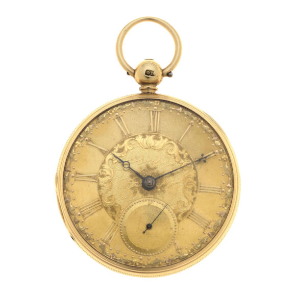 An English 18 carat gold key wind lever pocket watch Circa 1848