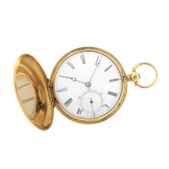 An English gold full hunter lever pocket watch Circa 1871