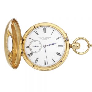 English 18 carat gold half hunter lever pocket watch Circa 1868