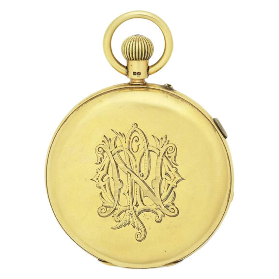 An English 18 carat gold full hunter lever pocket watch Circa 1888