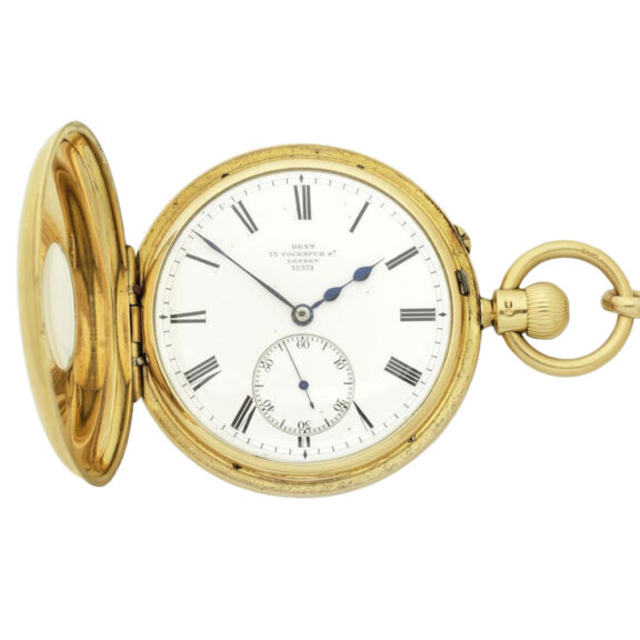 An English 18 carat gold half hunter lever pocket watch Circa 1901