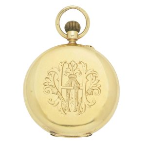 An English 18 carat gold full hunter lever pocket watch Circa 1910