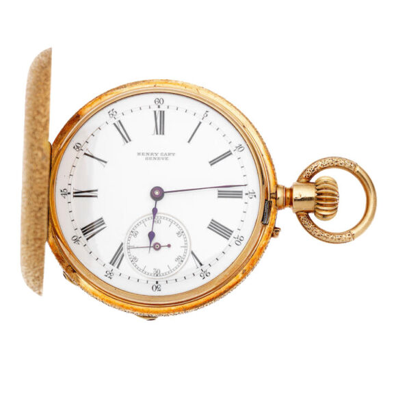 A Swiss gold and enamel decorated lever pocket watch Circa 1880 A Swiss gold and enamel decorated lever pocket watch Circa 1880