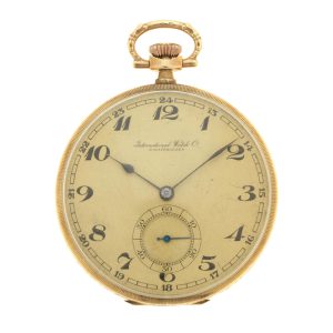 A Swiss 14 carat gold open face lever pocket watch Circa 1926