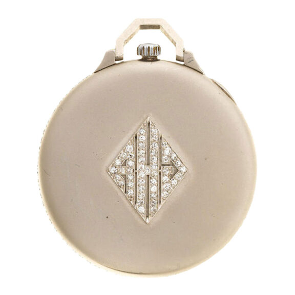 A Swiss platinum diamond set Art Deco pocket watch Circa 1925 A Swiss platinum diamond set Art Deco pocket watch Circa 1925