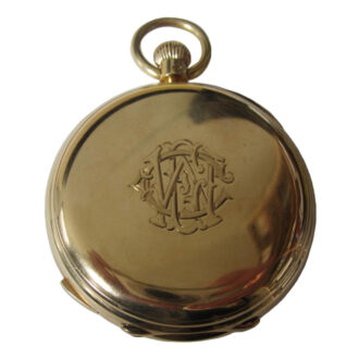 A fine English gold minute repeating lever clock watch Circa 1916