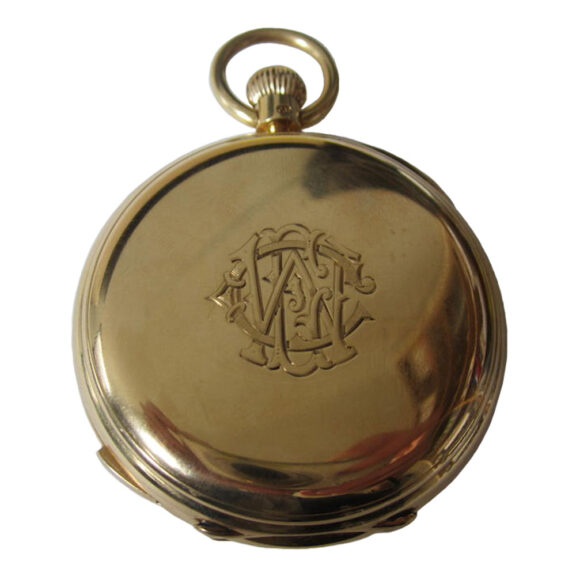 A fine English gold minute repeating lever clock watch Circa 1916 A fine English gold minute repeating lever clock watch Circa 1916