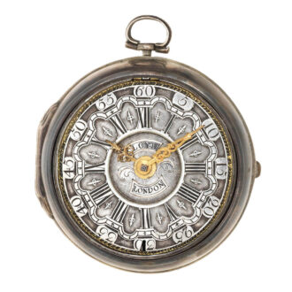 An English silver verge pocket watch in pair cases Circa 1718-1719