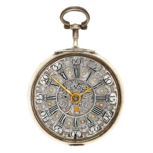 An English silver verge with repousse decoration Circa 1766