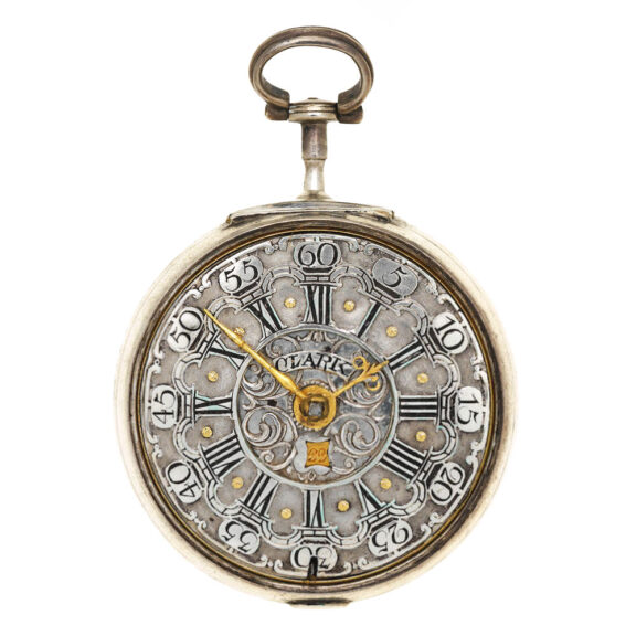 An English silver verge with repousse decoration Circa 1766