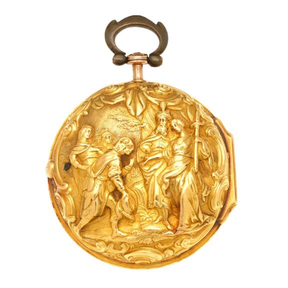 An English gold verge with repousse decoration Circa 1760