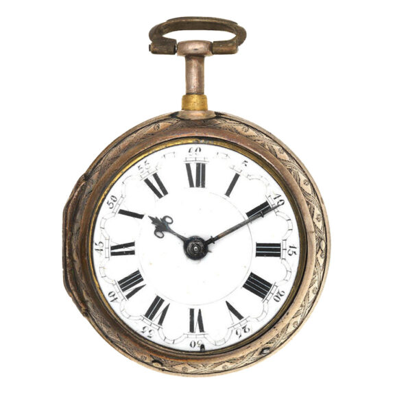 English silver quarter repeating verge pocket watch Circa 1760