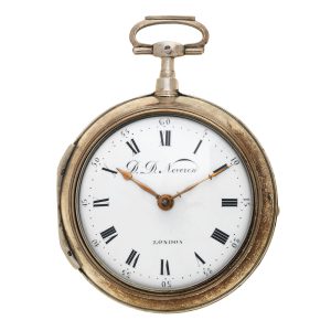English silver key wind pair cased verge pocket watch Circa 1770