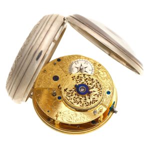 An English silver pocket watch with duplex escapement Circa 1855
