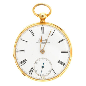 An English 18 carat gold lever open face pocket watch Circa 1874