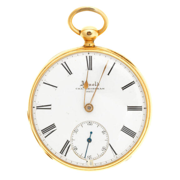 An English 18 carat gold lever open face pocket watch Circa 1874