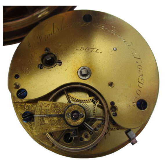 An English 18 carat gold lever open face pocket watch Circa 1874 An English 18 carat gold lever open face pocket watch Circa 1874