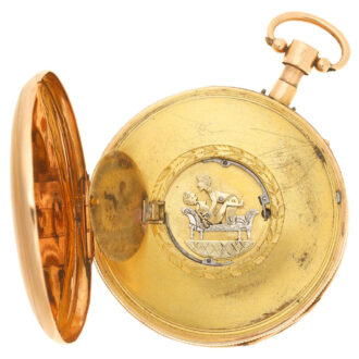 Swiss gold quarter repeater with erotic automaton Circa 1830