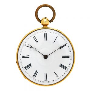 A French gold open face cylinder pocket watch Circa 1830
