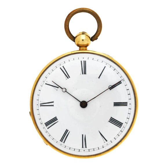 A French gold open face cylinder pocket watch Circa 1830
