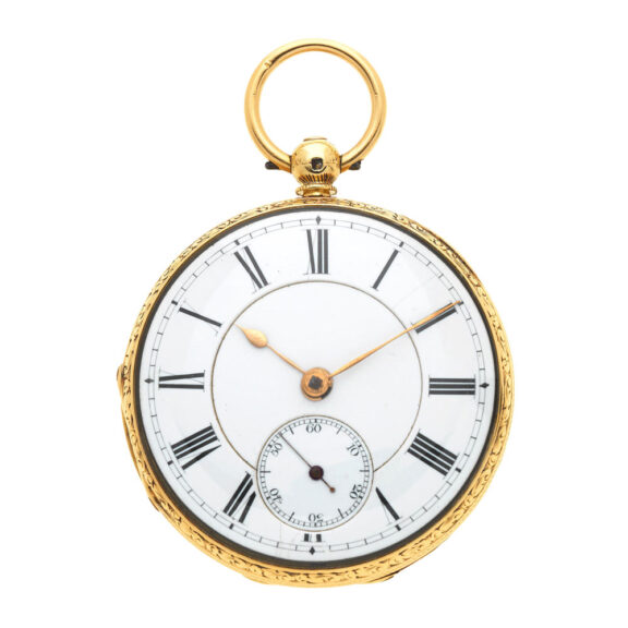 English gold lever pocket watch in an open face case Circa 1853