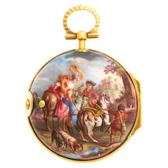 French gold and enamel open faced verge watch Circa 1760