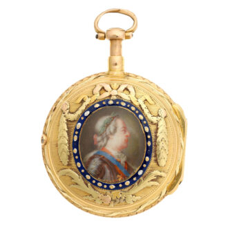 French gold repeating a toc verge with enamel portrait Circa 1790