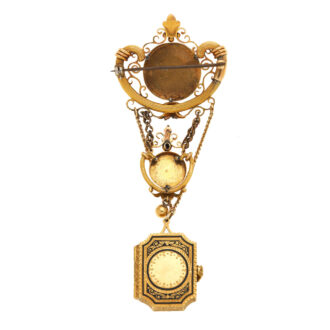 Gold miniature watch with matching chatelaine Circa 1850