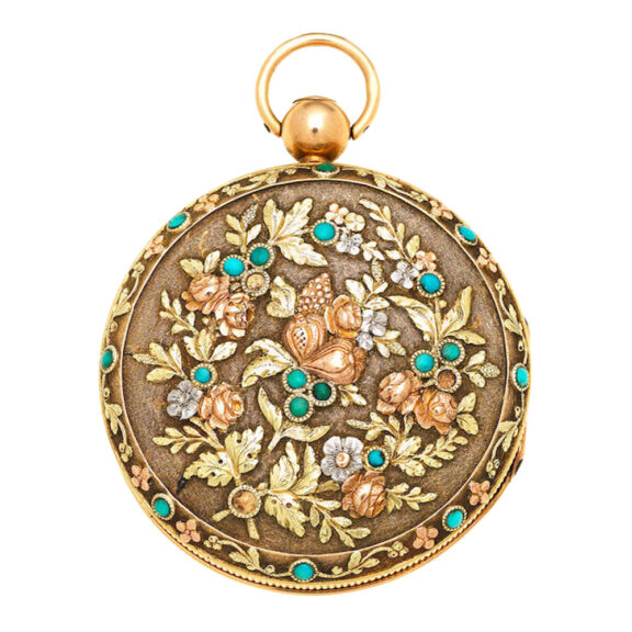 Swiss three colour gold and turquoise set verge Circa 1820