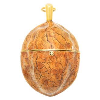 Gold verge in an enamel painted walnut form case Circa 1860