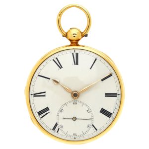 An English 18 carat gold open face lever pocket watch Circa 1830