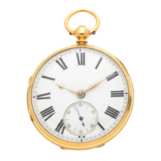 An English 18 carat gold open face lever pocket watch Circa 1869