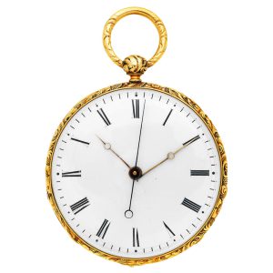 Gold key wind open faced cylinder pocket watch Circa 1830