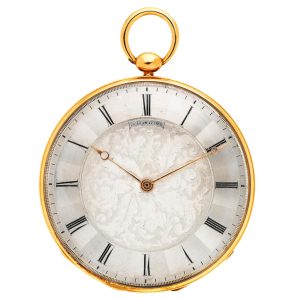 A slim Dutch gold key wind cylinder pocket watch Circa 1830
