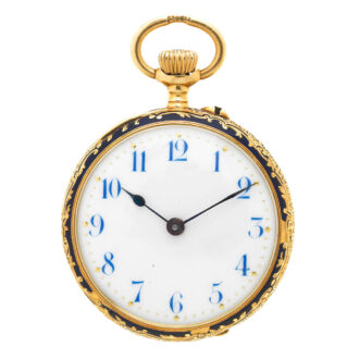 English gold fob watch with enamel decoration Circa 1908