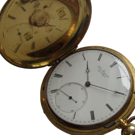 Danish gold lever with resistant banking escapement Circa 1880 Danish gold lever with resistant banking escapement Circa 1880