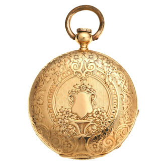 Swiss 14 carat key wind full hunter lever pocket watch Circa 1890
