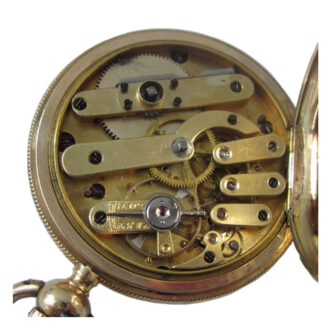 Swiss 14 carat key wind full hunter lever pocket watch Circa 1890