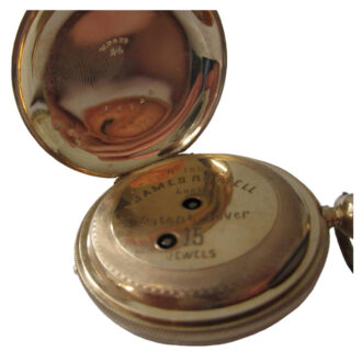 Swiss 14 carat key wind full hunter lever pocket watch Circa 1890