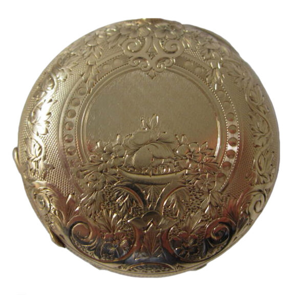Swiss 14 carat key wind full hunter lever pocket watch Circa 1890 Swiss 14 carat key wind full hunter lever pocket watch Circa 1890