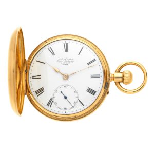 An English 18 carat gold lever in a half hunter case Circa 1873