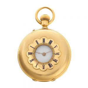 A Swiss 18 carat gold half hunter lever pocket watch Circa 1868