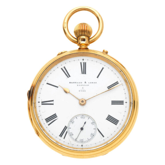 An English 18 carat gold open face lever pocket watch Circa 1876