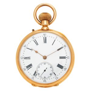 A French gold open face lever pocket watch Circa 1900