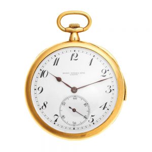 A Swiss 18 carat gold open face minute repeating lever Circa 1920