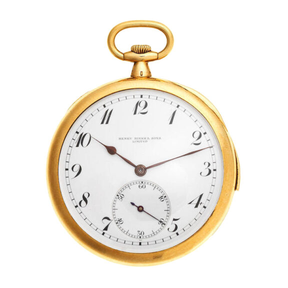 A Swiss 18 carat gold open face minute repeating lever Circa 1920